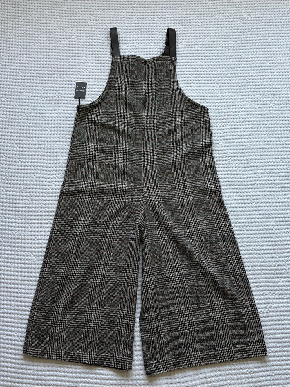 NWT Forever 21 Plaid Tweed Wide Leg Culotte Overalls Size M - Picture 5 of 7